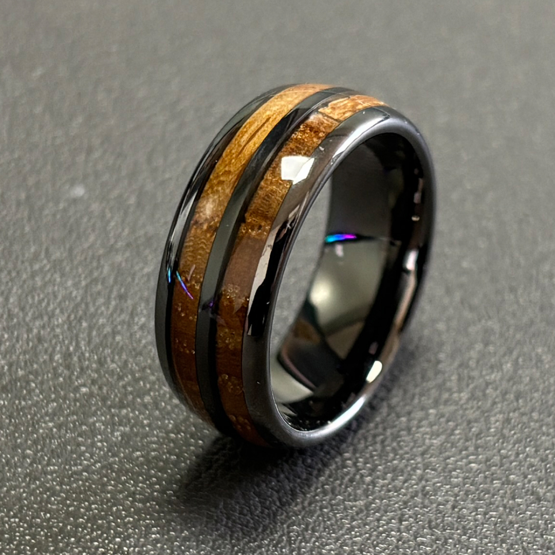 Rustic Wood Inlay Midnight Band