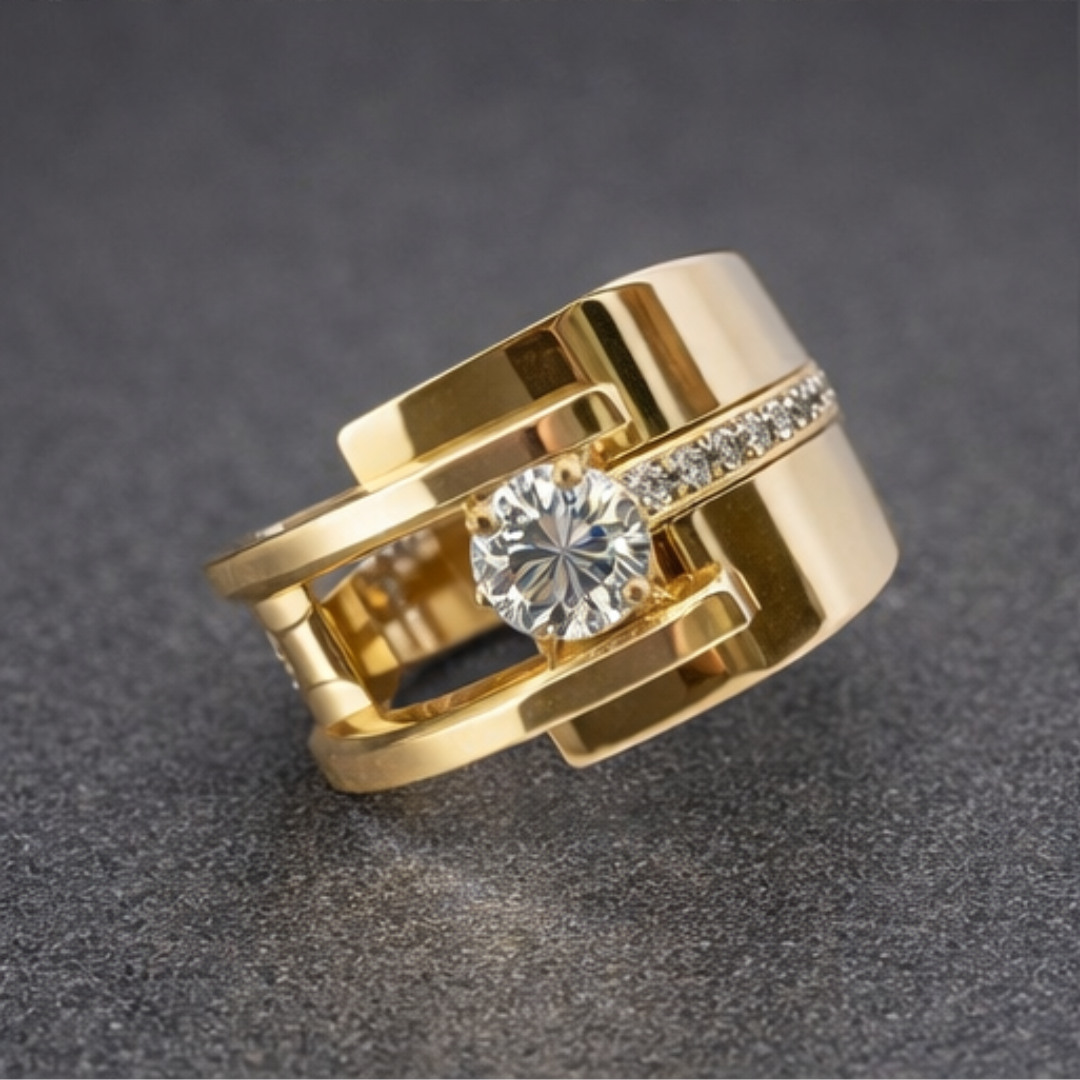 Double Line Gold Spark Ring – Mae & Rose Jewels