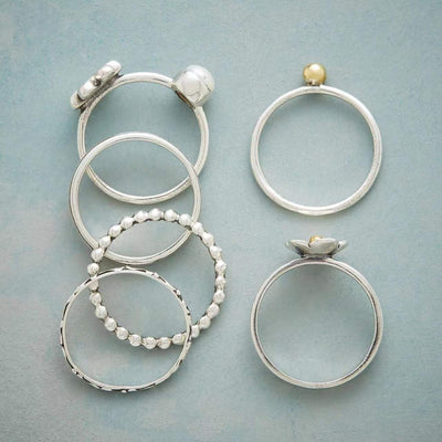 Flower Pearl Ring Set