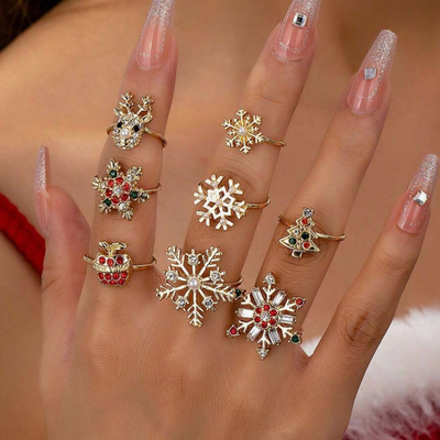 Snowflake Wishes Holiday Ring Set (8 pcs)