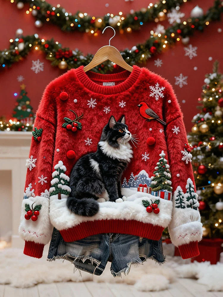Laetitia – Christmas Sweater with Cat Design