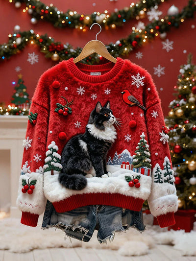 Laetitia – Christmas Sweater with Cat Design