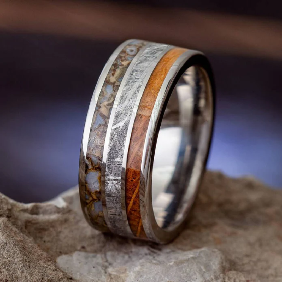 Heritage Band with Vintage Timber Inlay – Mae & Rose Jewels