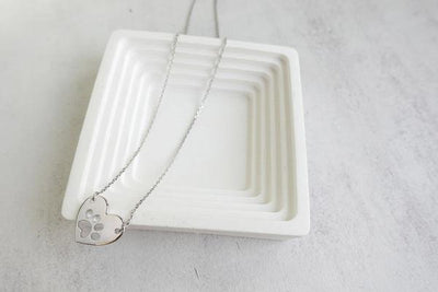 Silver Heart Paw Necklace with Pendant