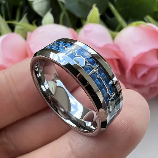 Blue Mosaic Inlay Heritage Ring