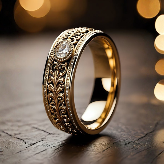 Royal Vintage Engraved Gold Ring