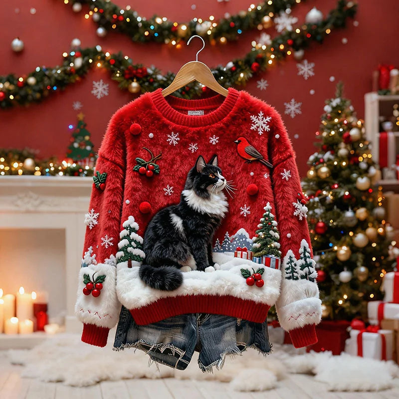Laetitia – Christmas Sweater with Cat Design