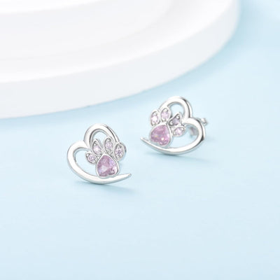 Earrings with Paw Prints & Heart – Pet Lover Jewelry