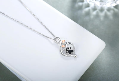Lucky Necklace with Paw, Heart & Bone – "Always in my heart" Pendant