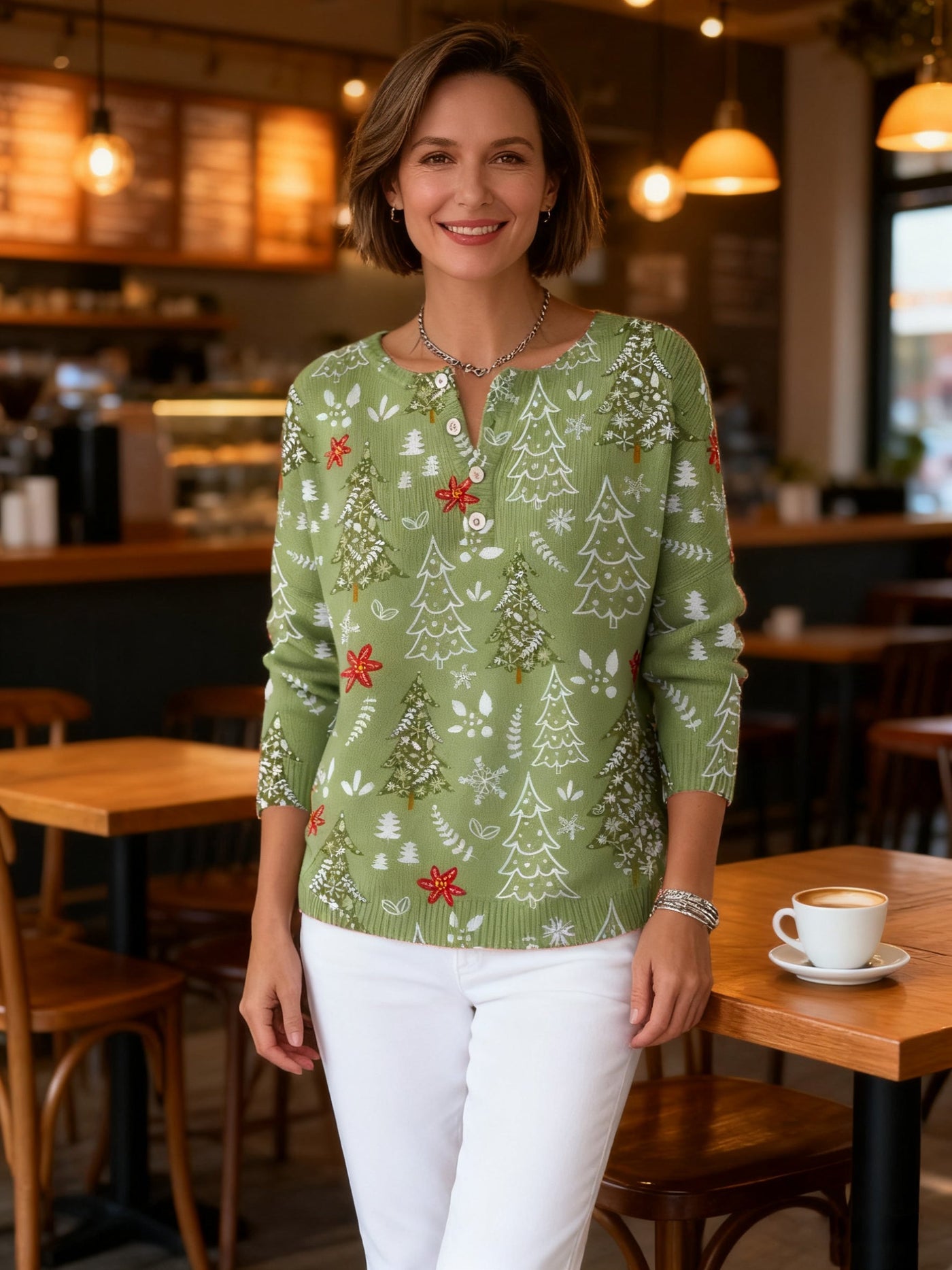 Sofie – Christmas Knit Sweater with Buttons