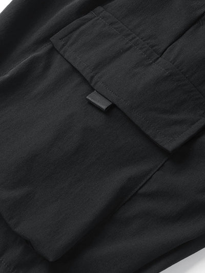 Solid Drawstring Cargo Shorts