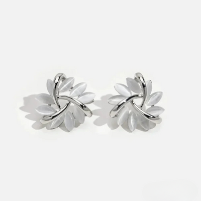 Elegant and Exquisite Opal Petal Circle Stud Earrings in Gold