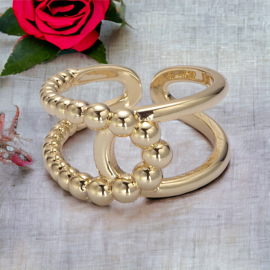 Vittoria Twist Double Band Ring - Gold or Silver