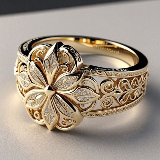 Lucy | Exotic Floral Zirconia Gold Ring