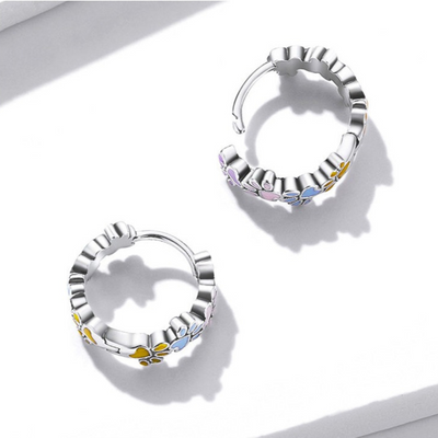Colorful Paws Hoop Earrings made of 925 Sterling Silver