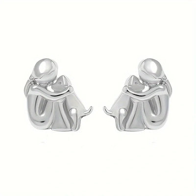 Sweet Two-Tone Hugging Earrings in Silver & Gold