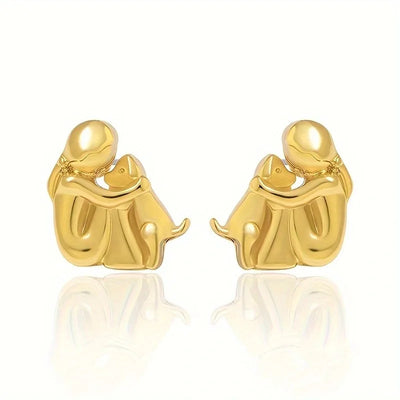 Sweet Two-Tone Hugging Earrings in Silver & Gold