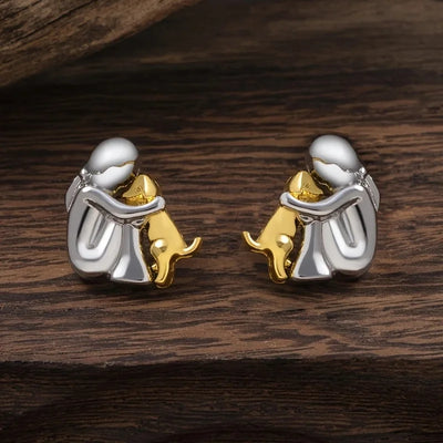 Sweet Two-Tone Hugging Earrings in Silver & Gold