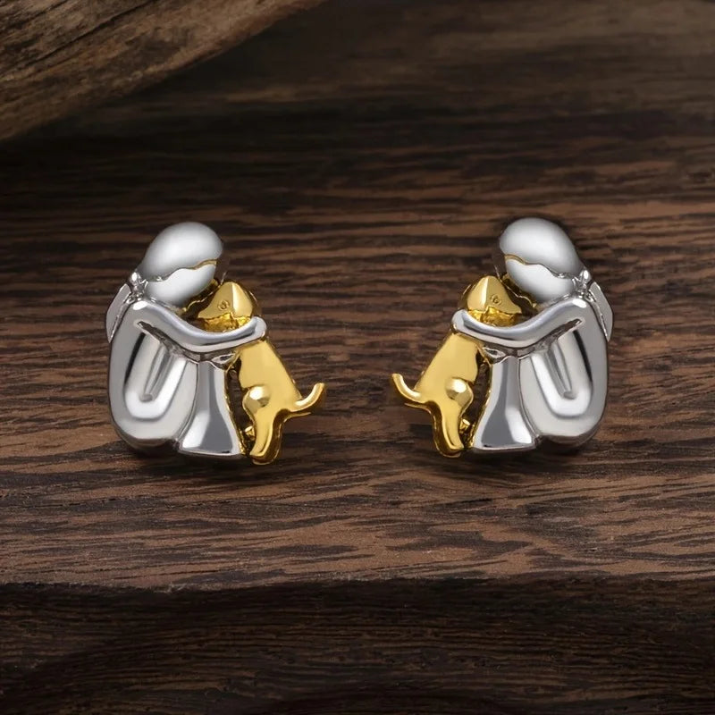 Elegant Dog Embrace Earring