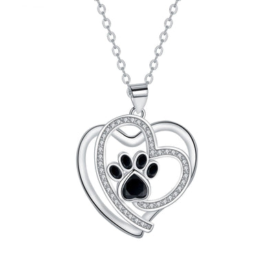 Loving Paw Necklace in Silver with Zirconia