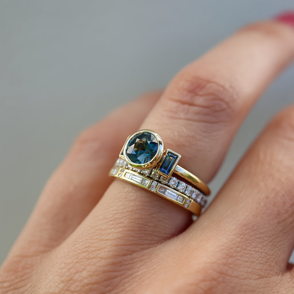 Grace - Vintage Gold & Zirconia Ring Set