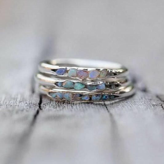 Mabel | Vintage Layered Blue Stones Silver Ring