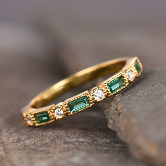 Alex | Green Inlaid Zirconia Gold Ring