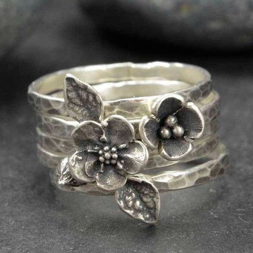 Rose | Vintage Flower Silver Layer Ring